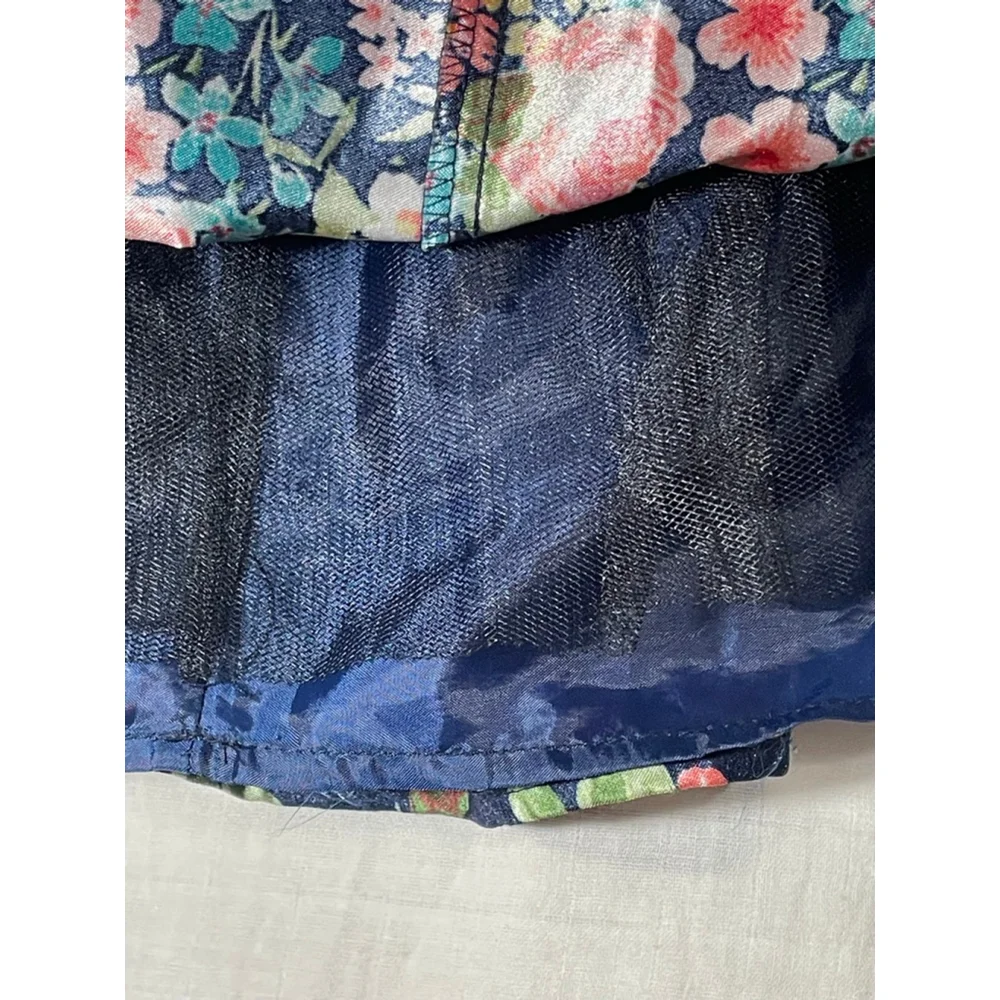 Girls Lilt Formal Dress 4T Navy Blue Floral with Coral Bow